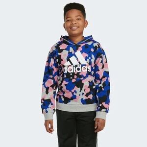 Adidas Boys Sweatshirt Camo Blue/Pink/Grey Hoodie AA7484 Youth Size S